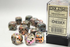 Festive Vibrant/brown 16mm d6 Dice Block (12 dice)