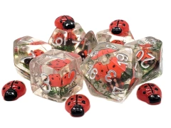 Old School 7 Piece DnD RPG Dice Set: Animal Kingdom - Ladybug Dance
