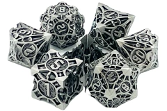 Gnome Forged: Ancient Silver - Old School 7 Piece Metal Dice Set