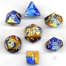 Chessex (26422): Polyhedral 7-Die Set: Gemini: Blue Gold/White