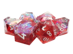 Old School Dice: Sharp Edged 7-Piece Dice Set - Crimson Fire