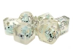 Old School 7 Piece DnD RPG Dice Set: Animal Kingdom - Baby Seal - Light Blue