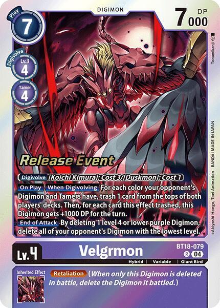 Velgrmon - BT18-079 - R - Foil - Release Event