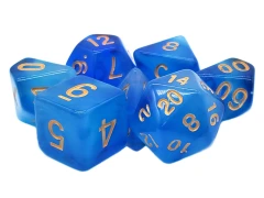 Old School 7 Piece DnD RPG Dice Set: Nebula - Blue