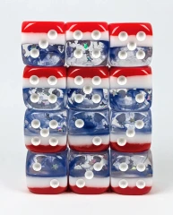 ROLL 4 INITIATIVE - SET OF 12D6 PIPS DICE - STARS & STRIPES - 18MM