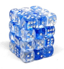 12 Dark Blue w/white 16mm D6 Nebula Dice Block - CHX27866