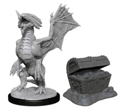 D&D NOLZUR'S MARVELOUS UNPAINTED MINIATURES  -  BRONZE DRAGON WYRMLING & PILE OF SEA FOUND TREASURE