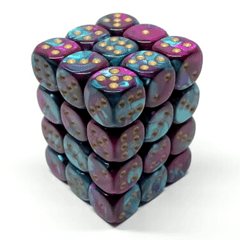 CHESSEX - 12MM D6 DICE BLOCK - 36 DICE - GEMINI PURPLE-TEAL/GOLD - CHX26849