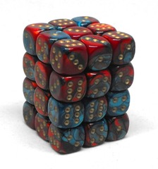 36 Gemini Red-Teal/gold 12mm d6 Dice Block - CHX26862