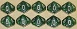 Ensemble de 10 d10 Velvet vert avec chiffres argentés