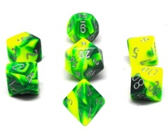 CHX26454 - Polyhedral 7-Die Set - GEMINI GREEN-YELLOW w/SILVER