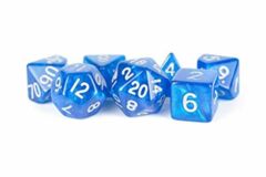 Stardust Blue w/ Silver Numbers 16mm Poly Dice Set