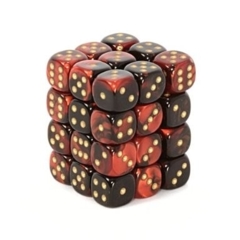 CHESSEX - 12MM D6 DICE BLOCK - 36 DICE - GEMINI - BLACK-RED/GOLD