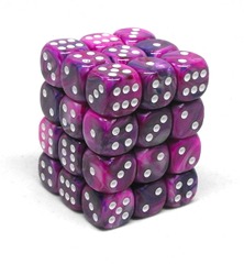 36 12mm Violet w/White Festive D6 Dice - CHX27857