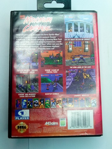 SEGA - MAXIMUM CARNAGE - CARTRIDGE AND BOX ONLY - 01