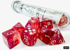 CHX30070 - LAB DICE - BOREALIS PASSION/WHITE POLYHEDRAL 7-DIE SET