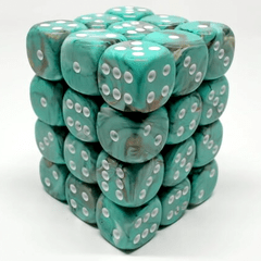 Marble Oxi-Copper with White 12mm d6 Dice Block - CHX27803