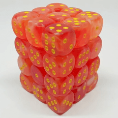 CHESSEX - 12MM D6 DICE BLOCK - 36 DICE - GHOSTLY GLOW ORANGE/YELLOW - CHX27923