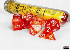 CHX30073 - LAB DICE - NEBULA  MOLTEN/WHITE - POLYHEDRAL 7-DIE SET