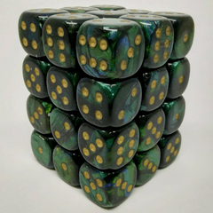 36 Jade w/gold Scarab 12mm D6 Dice Block - CHX27815