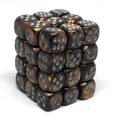 CHESSEX - 12MM D6 DICE BLOCK - 36 DICE - LUSTROUS GOLD/SILVER - CHX27893