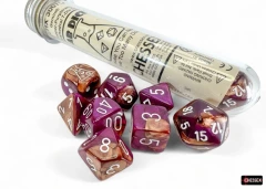 CHX30071 - LAB DICE - GEMINI COPPER PURPLE/WHITE - POLYHEDRAL 7-DIE SET