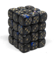 CHESSEX - 12MM D6 DICE BLOCK - 36 DICE - LUSTROUS SHADOW/GOLD - CHX27899