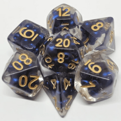 Pearl Dice Royal Blue w/ Gold Numbers 16mm Resin Poly Dice Set