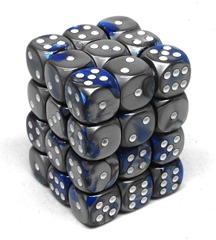 CHESSEX - 12MM D6 DICE BLOCK - 36 DICE - GEMINI BLUE-STEEL/WHITE - CHX26823