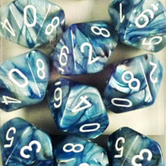 10 Lustrous Slate w/white D10 dice