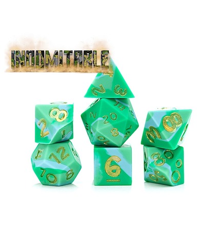 7 DICE RPG SET - ANTI-STRESS DICE  - INDOMINABLE