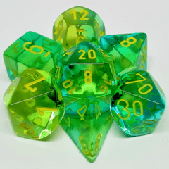 CHX26466 - Polyhedral 7-Die Set - GEMINI TRANSLUCENT GREEN-TEAL/YELLOW