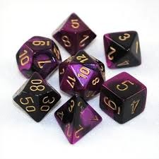 26440 Gemini Black-Purple w/Gold Set of 7 Dice -