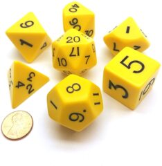 13044 Jumbo Dice Set 7 Polyhedral Yellow/Black Opaque 28mm TUBE