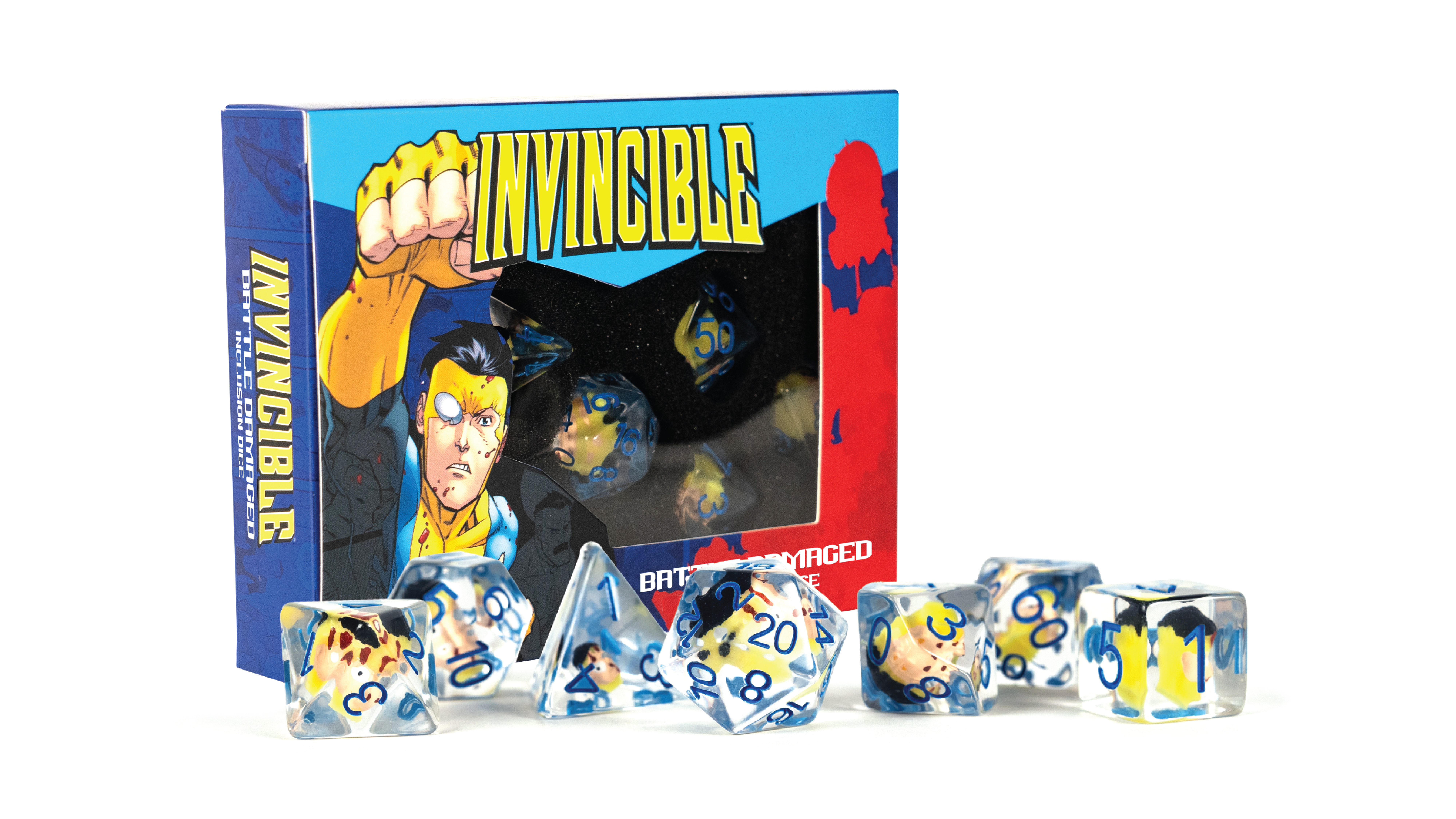 FanRoll: 7CT Invincible - Blood Damaged Resin Polyhedral Dice Set