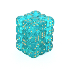 36 Teal w/ Gold Borealis 12mm D6 Dice Block chx27886