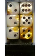 12 Gold-White w/black 16mm Dice Block