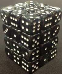 36 Smoke w/silver Borealis 12mm D6 Dice Block - CHX27828