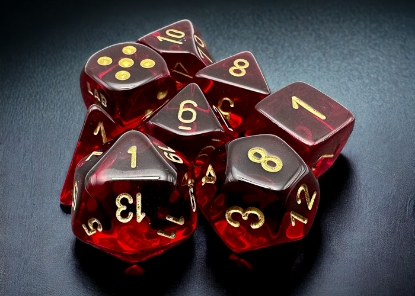 7-Die Set: Translucent Crimson/gold Polyhedral - CHX 30058