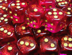 36 Magenta w/gold Borealis 12mm D6 Dice Block - CHX27824