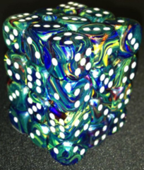 36 Green /silver Festive 12mm D6 Dice Block - CHX