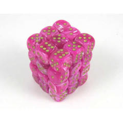 36 Pink / Gold Vortex Dice 12mm D6 Dice Block