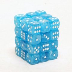 36 Light Blue w/ White Cirrus 12mm D6 Dice Block