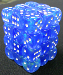 36 Sky Blue / White Borealis 12mm D6 Dice Block - CHX27826