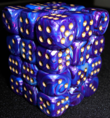36 Purple w/gold Lustrous 12mm D6 Dice Block - CHX27897