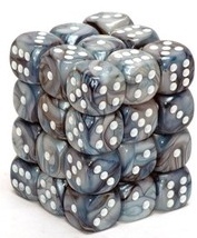 36 Slate w/ White Lustrous 12mm D6 Dice Block