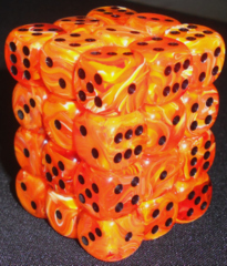 36 Orange w/black Vortex 12mm D6 Dice Block - CHX27833