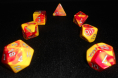 Red-Yellow /silver Gemini 7 Dice Set