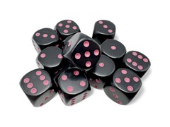 Opaque Black/Pink 12 Dice Set - CHX25648