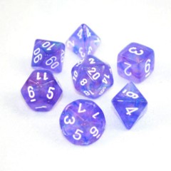 Purple w/ White Borealis 7 Dice Set